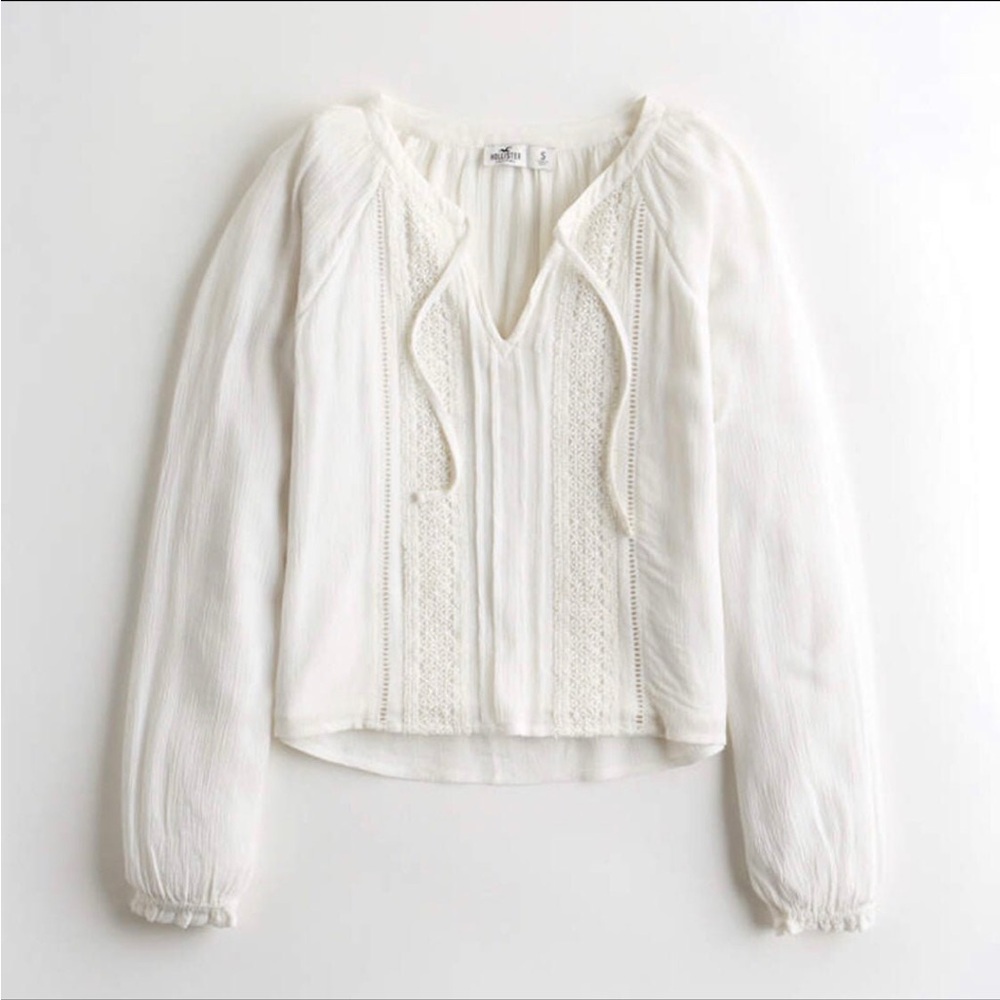 Hollister Tie Front Peasant Top